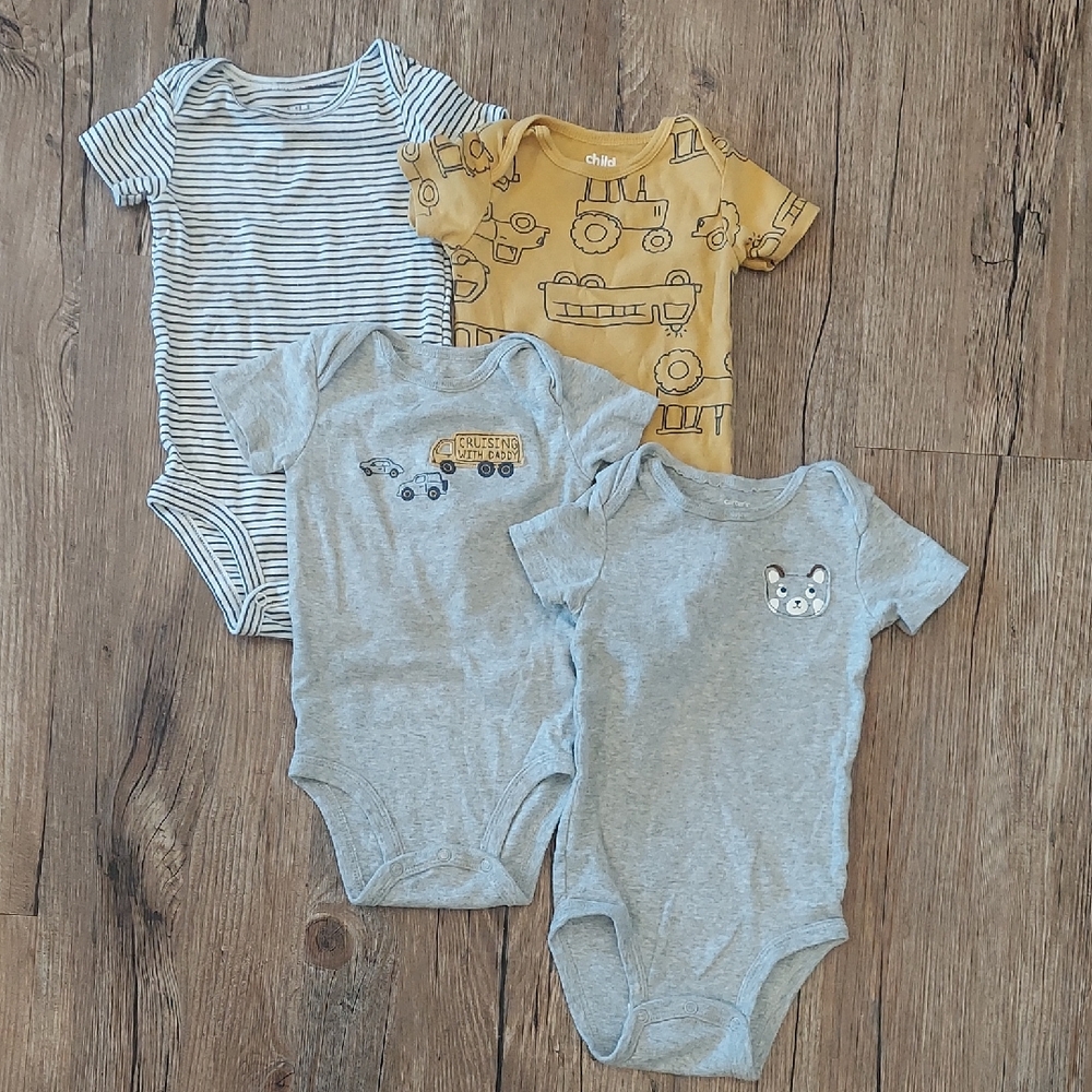 Carter's One Piece Set Of 4 - Gray, Yellow, and Striped